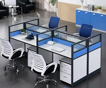 Kunming station desk 4 Peoples booth corporate screen clamping office table and chairs combined office table