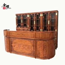 Old elm furniture solid wood custom bookcase Bogu rack Chinese retro hotel front desk cash register reception desk table combination