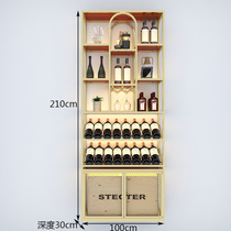 Close By Wall Red Wine Show Shelf Wine Shop Commercial Liquor Cabinet Ground Light Lavish Red Wine Shelf Wine Containing Shelf Custom