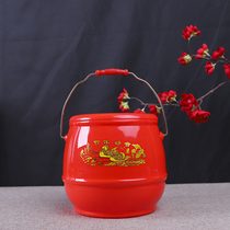 Mahogany childrens wedding wedding bride decoration Chinese style happy bucket plastic small toilet Dowry wedding supplies