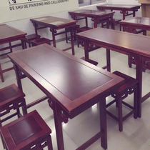 Guoxu desk clearance antique solid wood calligraphy table desks and chairs training table tutoring class for primary and secondary school students kindergarten double