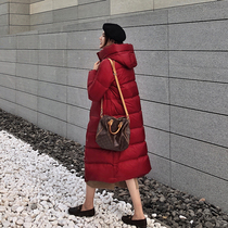 Limited anti-season 599 ultra-simple style white goose down down jacket womens long new bright face over the knee long