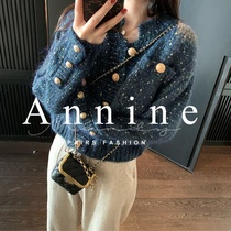  sandro asw Xiaoxiang style knitted cardigan womens 2021 autumn new Korean loose sweater jacket trend