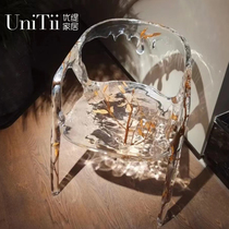 Nordic Creative Stool Transparent Resin Modern Minimalist Crystal Makeup Chair Mesh Red Ins Chair Emulation Leaf Chair
