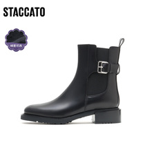 Thagatu winter new fashion Inn wind medium boots coarse heels Fashion Boots Woman Leather Boots D2598DZ1