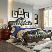American wood continental 1 8 meters master pure wood bedroom furniture 1 5 meters leather upholstered bed