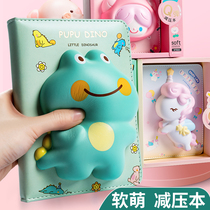 Creative decompression this notebook slow rebound decompression this student with cute color page notebook hand book Diary book