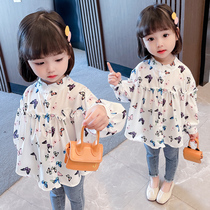 Girl Clothes Doll Shirts Children Shirts Foreign Air Trendy Spring Clothing 2022 New Korean Version Children Spring Autumn Pure Cotton Blouse