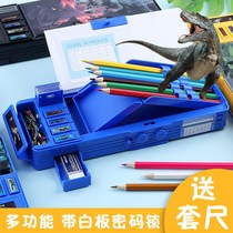 Deformation dinosaur multifunctional automatic pencil case children primary school plastic password male and female large capacity pencil case