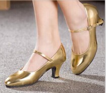 Womens dance shoes bright leather high-heeled stage performance shoes women
