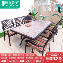 Outdoor courtyard terrace leisure table and chair courtyard villa outside cast aluminum open air waterproof sunscreen table outdoor table and chair