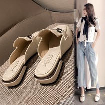 Hong Kong 2022 new ins all-match Baotou sandals female summer flat-heeled half slippers comfortable soft bottom Muller shoes