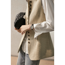 MJF462252AG] The simple feeling of giant Love waffle weave this cotton waistcoat