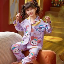 Childrens girls pajamas spring and autumn cotton long sleeve suit