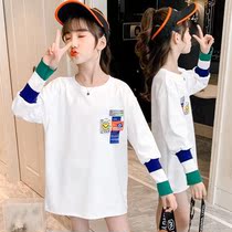 Girls Long Sleeve T-Shirt 2021 Autumn base shirt Girls Medium Long Style Top Fashion Fashion Fashion Fashion Dress