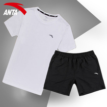  Anta sports suit Mens summer breathable quick-drying short-sleeved five-point pants running official flagship two-piece suit