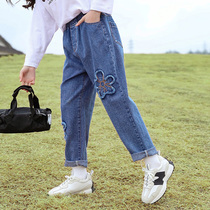 Girl Pants Spring Fall 2022 Yangqi New CUHK Scout Trendy Children Jeans Girl Spring Dress Long Pants