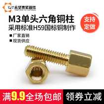 M3 single head hexagonal copper column isolation column support column computer chassis screw column main copper column inner hole M2 outer teeth M3