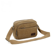 New Men Casual Single Shoulder Bag Canvas Multilayer Small Square Bag Multilayer Sport Small Package Diagonal Satchel Wallet Business Bag