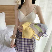 Big chest small bra high school students thin adjustable chest pad bra summer no steel rims gathered girl underwear