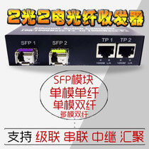 Optical fiber transceiver Gigabit 2 optical 2 electric single mode dual fiber LC multi-mode cascade convergence SFP optical end photoelectric converter