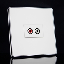 Silver edge 86 type one double hole red and white lotus audio welding socket AV audio multimedia panel wall socket