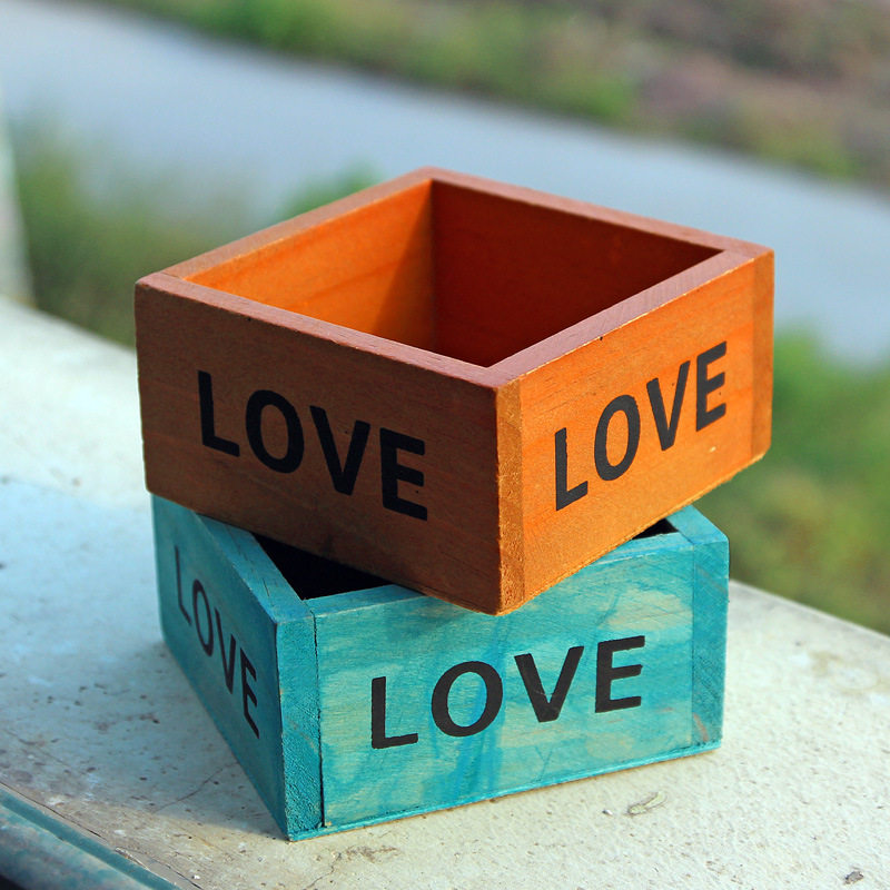 ZAKKA grocery wooden household items storage box Vintage clutter desk surface storage multi-meat potted wooden box