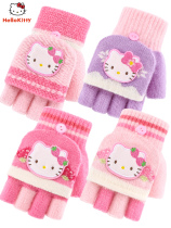 Hello Kitty Girl Gloves Children Five Fingers Warm Knitting Cute Children Student Children Baby Half Finger