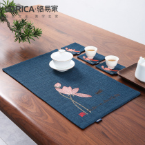 Luo Yi Jia tea mat tea mat Chinese coaster Embroidery Cup mat tea table tea water mat fabric mat cotton linen table mat