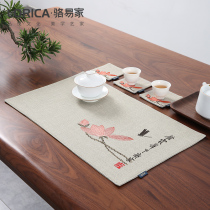 Locyi Family Tea Mat Tea Mat Chinese Cup Mat Embroidered Tea Cup Cushion Tea Table Tea Table Tea Water Mat Cloth Art Dining Mat Cotton Linen Table Mat