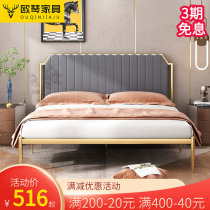 Modern minimalist environmentally-friendly Nordic ins net red bed light extravagant princess iron art bed gold double bed Jane 1 8 m bed