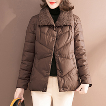 Brand short light down jacket women 2021 New Fashion little lamb wool collar coat down jacket winter