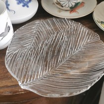 Nordic vintage glass medium ancient porcelain handmade ice cream leaves salad plate cold plate
