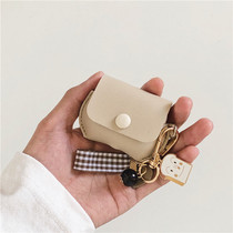 ins cute toast pendant Airpods pro leather case Apple 1 2 3 generation Bluetooth headset protective case