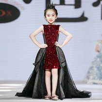 Childrens dress Princess dress girl Catwalk National tide tail high-end evening dress little girl model piano performance clothes