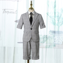 Childrens suit suit mens small suit Summer boys dress model catwalk short-sleeved host piano performance suit Summer