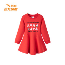  (Fashion roller skating series)Anta childrens female childrens knitted dress 2021 summer new cute baby red