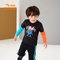  (Urchin family Welfare Month)Limited time spike Anta childrens holiday two-piece long T boy 2021 contrast color childrens long-sleeved