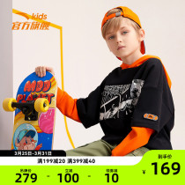 (Skateboard Fashion) Anta Childrens Sweatshirt 2022 Spring and Autumn New Boys Spring Wear Holiday Two Pieces Contrast Korean Version