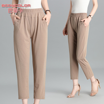Mom foreign style small pants middle-aged womens spring thin womens pants middle-aged summer high-waisted nine-point pants new