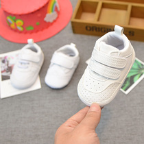 Spring and Autumn Boys Baby Toddler Shoes Women 0-6-12 Months Anti-Slip Soft Bottom 6 Baby Shoes 0-1 Year-old White Shoes New 9
