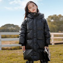 Girls down jacket childrens medium and long 2020 autumn and winter new large childrens clothing girls over the knee clothes 95 white duck down