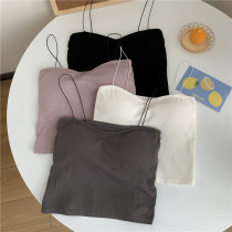 White bandeau underwear camisole women wear short hot girls outside with beautiful straps chest pads inner chest-wrapped tops summer tide