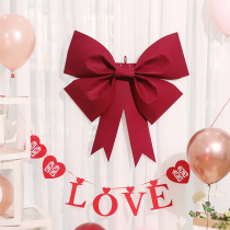 Wedding room layout living room decoration Net red red bow wall accessories removable wedding ins wedding pendants