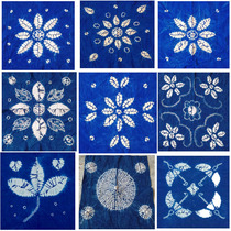 Yunnan Dali Bai Zhoucheng tie-dyed cloth pure handmade square scarf small gifts a variety of diagrams for students Kindergarten homework