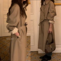 Mustard homemade card with its colour windcoat jacket female medium long style Korean windy chic design senses superior coat small child spring