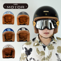(Nut 4) MR MOTOR Vintage Motorcycle Handmade Half Helmet Leather Triumph Harley 3 4 Motorcycle Helmet