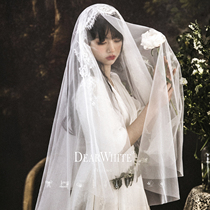Dear White Cloud Deep retro Mori wedding wedding dress Korean lace bride headgear veil head yarn