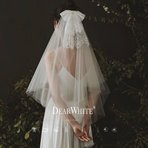 Dear White Cloud Moon retro Mori wedding ceremony light wedding dress female tour short bridal headwear simple