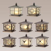 Total Copper Column Headlights Outdoor Waterproof Patio Garden Villa Gate Light Outdoor Wall Square Door Column Lamp Deep Ancient Bronze